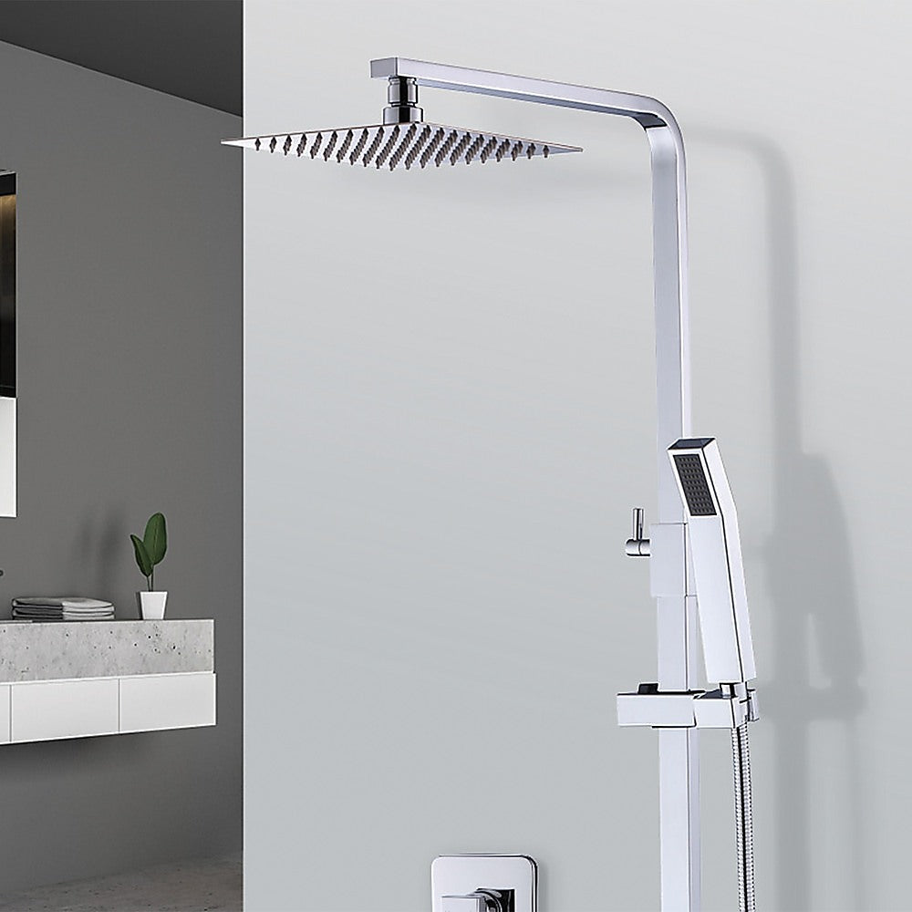 Della Francesca Rain Shower Set Square Dual Heads Handheld Brass Chrome 8 inch