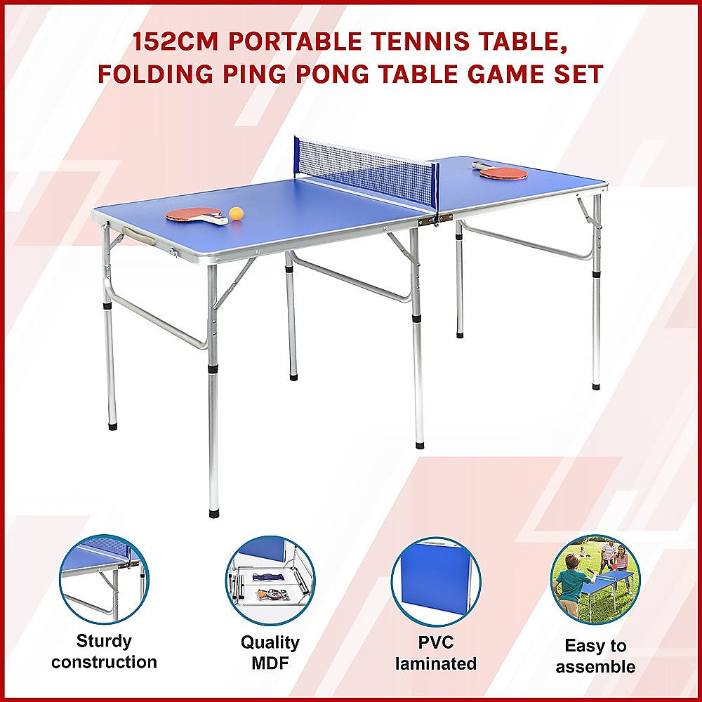 Portable Folding Ping Pong Table with Paddles and Balls 152cm