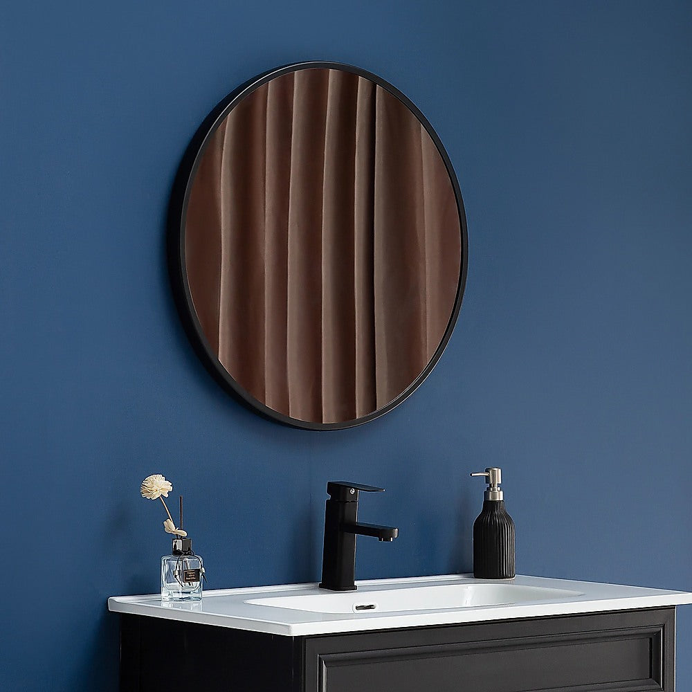 Della Francesca Round Wall Mirror Black 60cm