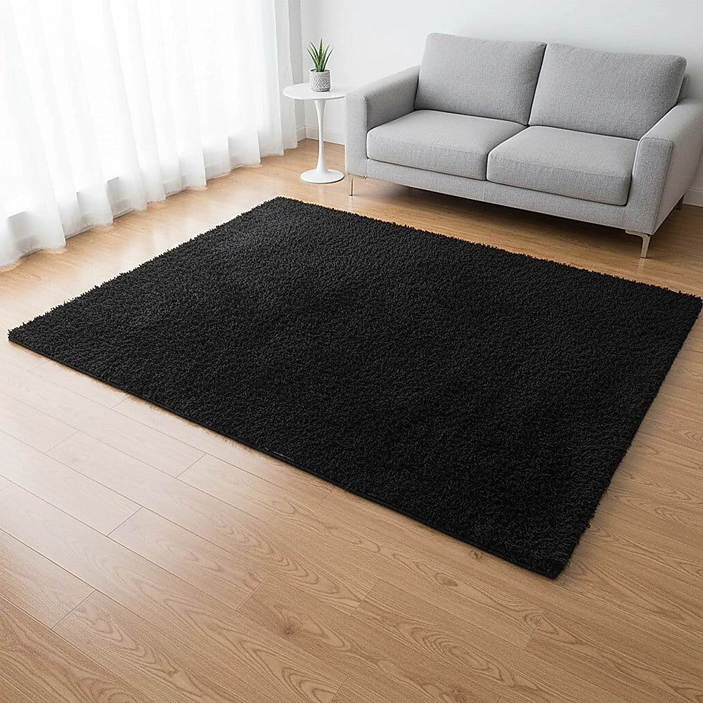 Shaggy Rug 200x140cm Soft Floor Rug Bedroom Living Room Black