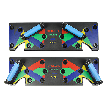 9-in-1 Push Up Board Muscle Target Colour Coded with Resistance Bands