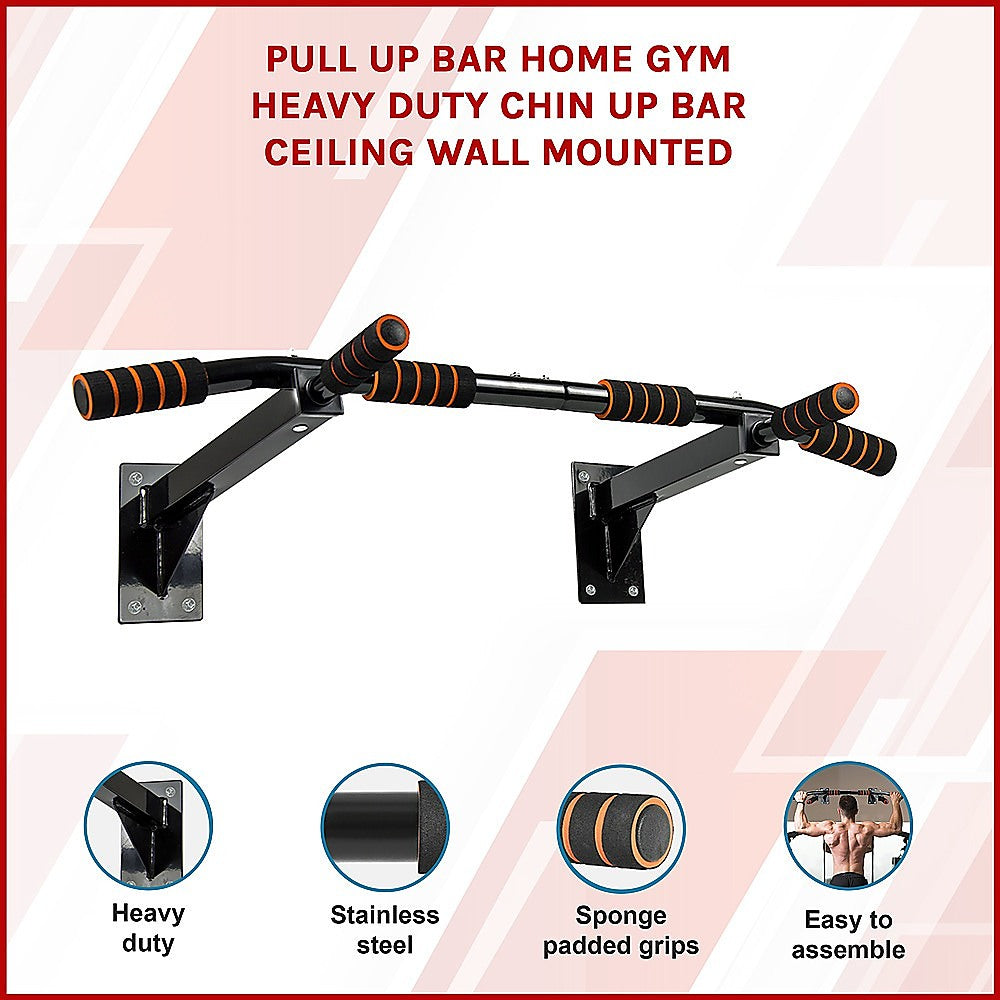 Randy Travis Machinery Wall Mount Pull Up Bar Heavy Duty Stainless Steel
