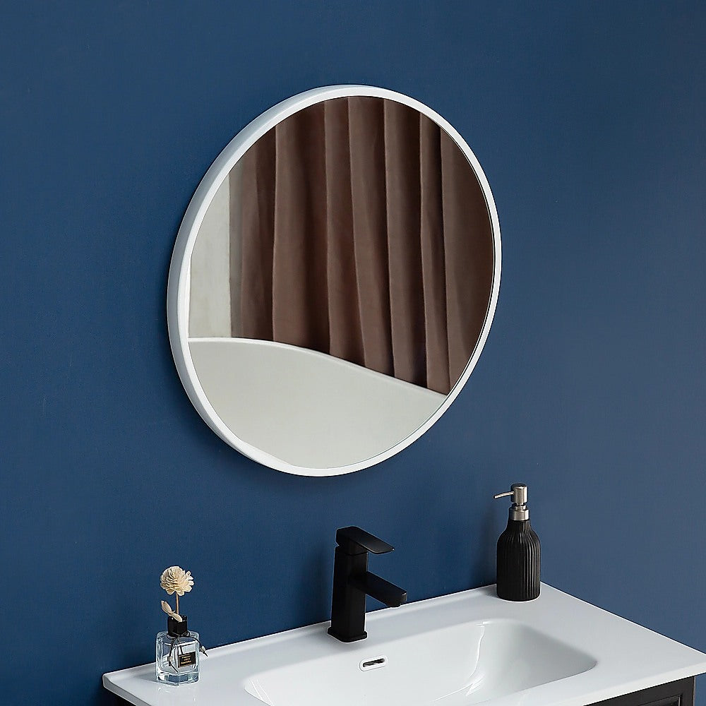 Della Francesca Round Wall Mirror White 80cm