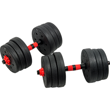 20kg Adjustable Dumbbell Set Rubber Weight Plates Black Red
