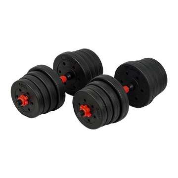 30kg Adjustable Dumbbell Set Rubber Weight Plates Black Red