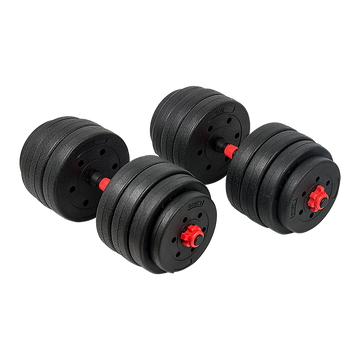 40kg Adjustable Dumbbell Set Rubber Weight Plates Red Black