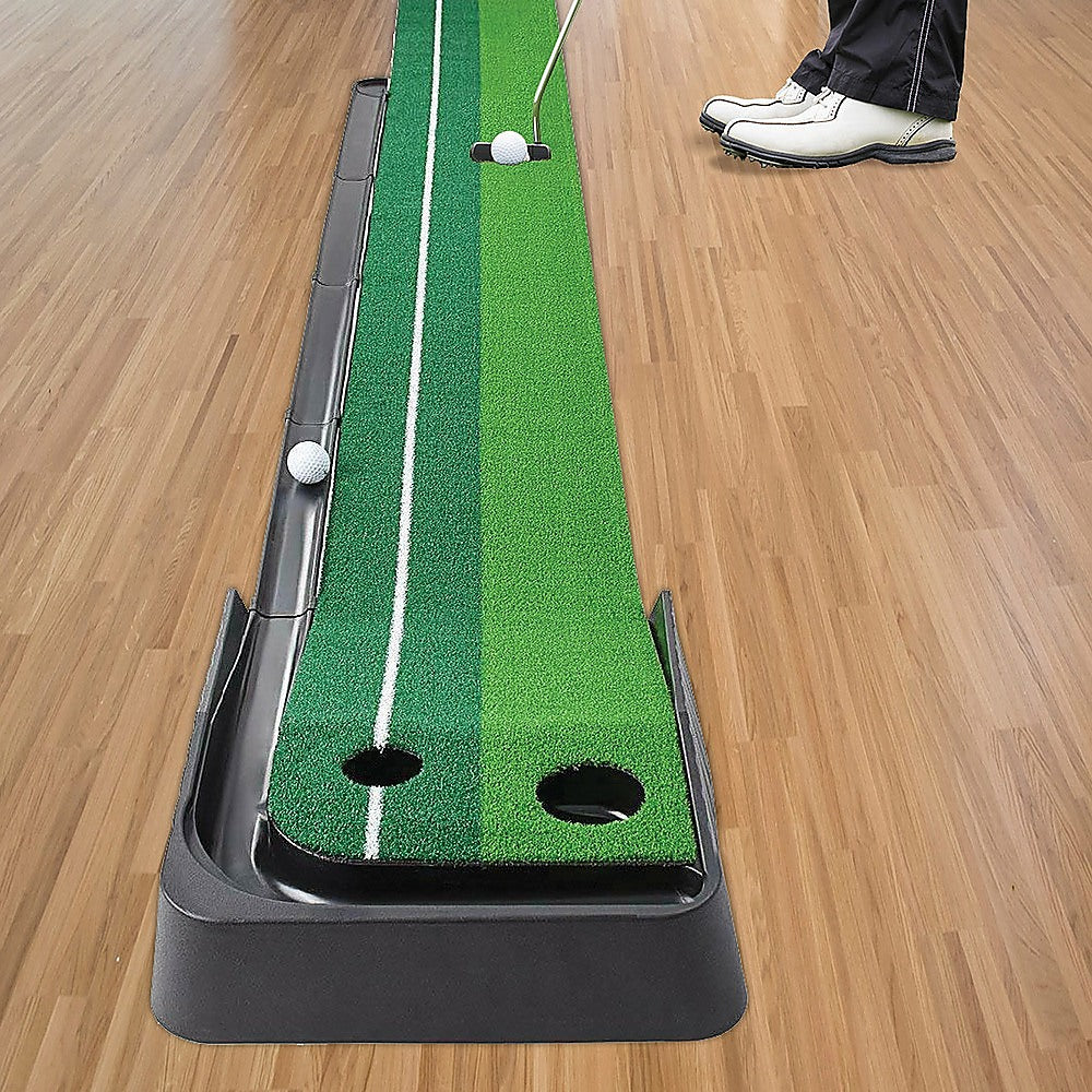 Putting Green Mat with Ball Return 2.5m for Indoor Golf Practice