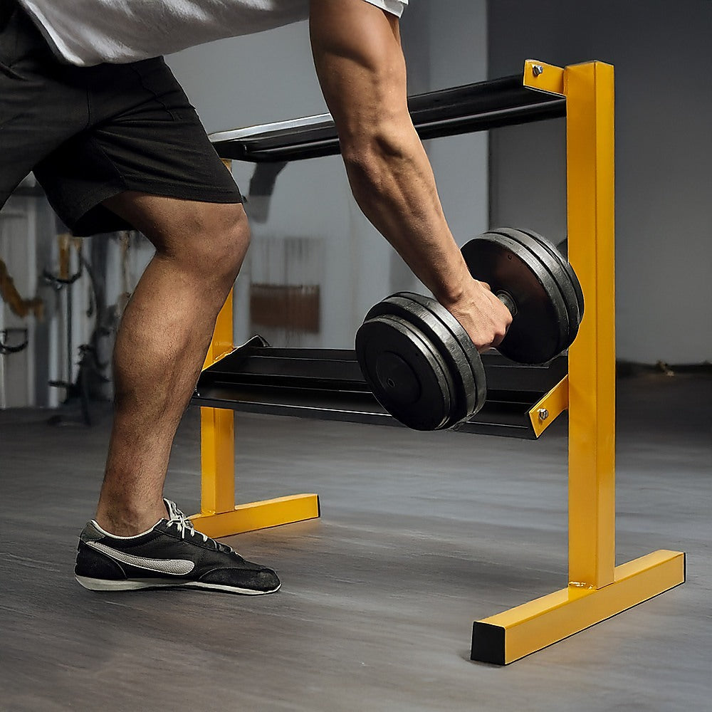 Randy Travis Machinery 2 Tier Dumbbell Rack Steel 400lb Black Yellow