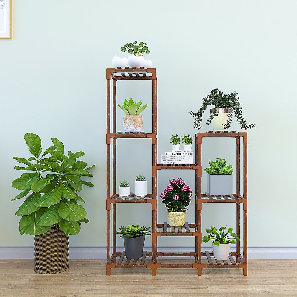 Randy Travis Plant Stand 9 Shelf Wooden Indoor Outdoor Brown