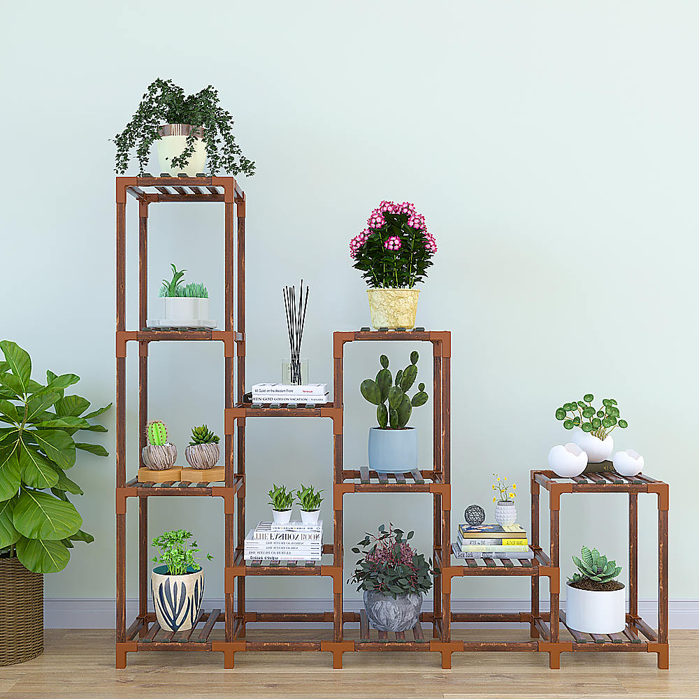 Randy Travis Plant Stand 12 Shelf Wooden Indoor Outdoor Brown