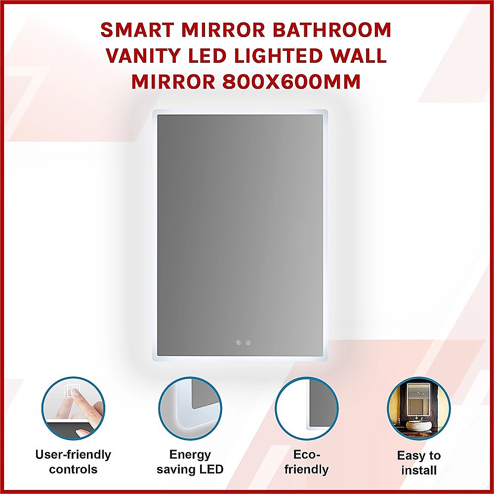 Della Francesca LED Bathroom Vanity Mirror 800x600mm Anti-Fog