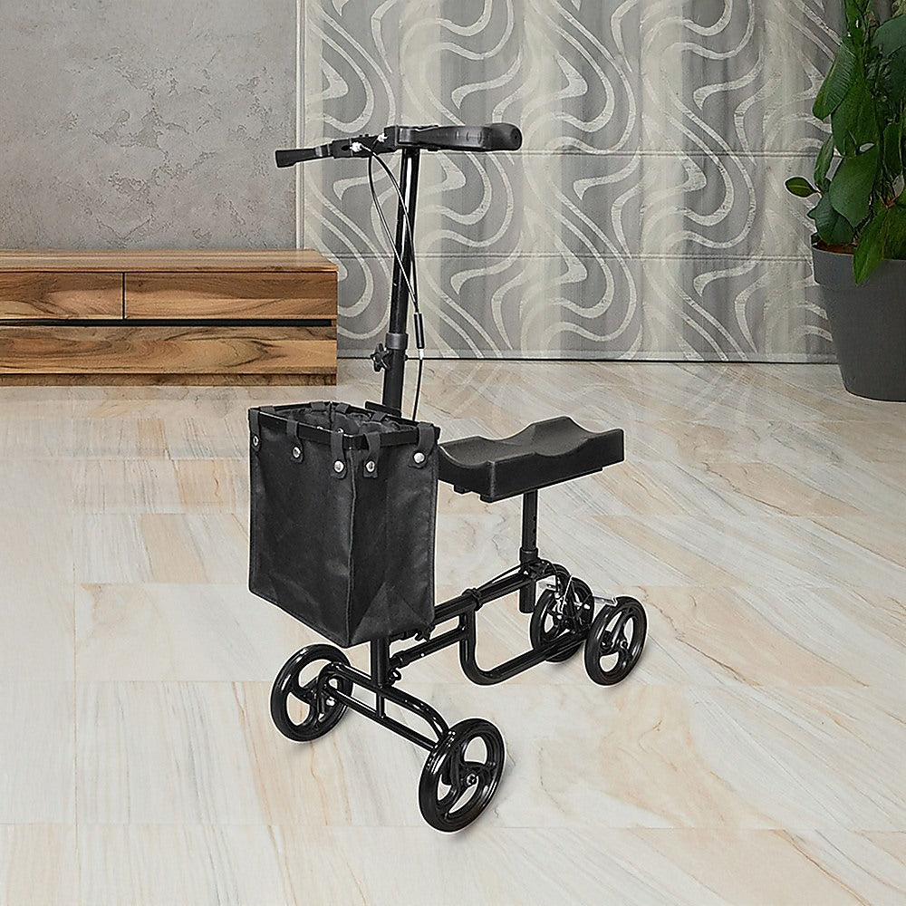 Knee Walker Mobility Scooter Foldable with Storage Bag Black