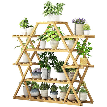 Randy Travis Bamboo Plant Stand Multilayer Natural Wood 105cm