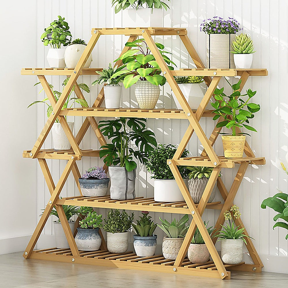 Randy Travis Bamboo Plant Stand Multilayer Natural Wood 105cm