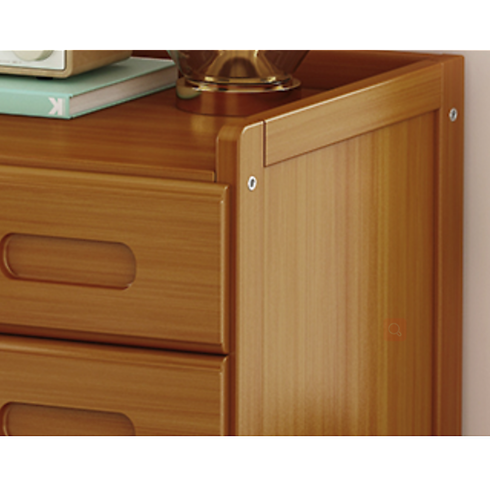 Bamboo Bedside Table Nightstand with Open Shelf 3 Drawers Dark Wood