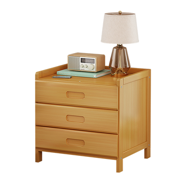 Bamboo Bedside Table Nightstand 3 Drawer Natural Wood
