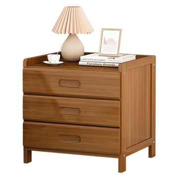 Bamboo Bedside Table Nightstand 3 Drawer Dark Wood