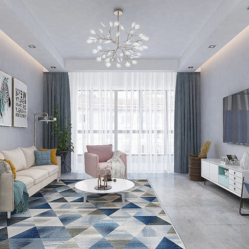 Vortaz Blue Triangle Floor Rug Modern Area Carpet Blue 200x300cm