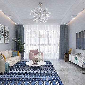 Vortaz Blue Ethnic Floor Rug Modern Area Carpet Blue 200x300cm