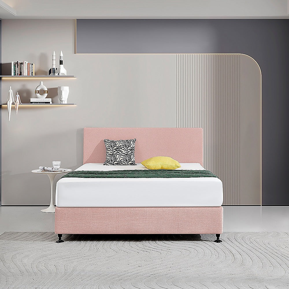 Vortaz Deluxe Linen Headboard Bedhead Queen Pale Pink