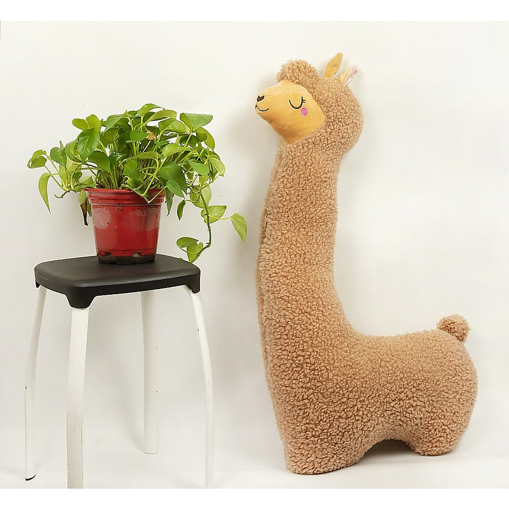 Giant Alpaca Llama Plush Toy Stuffed Pillow 100cm Light Brown