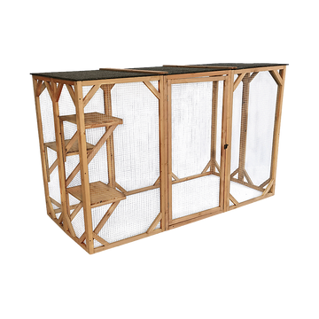 180cm Wooden Cat Enclosure Outdoor Playpen with 3 Platforms