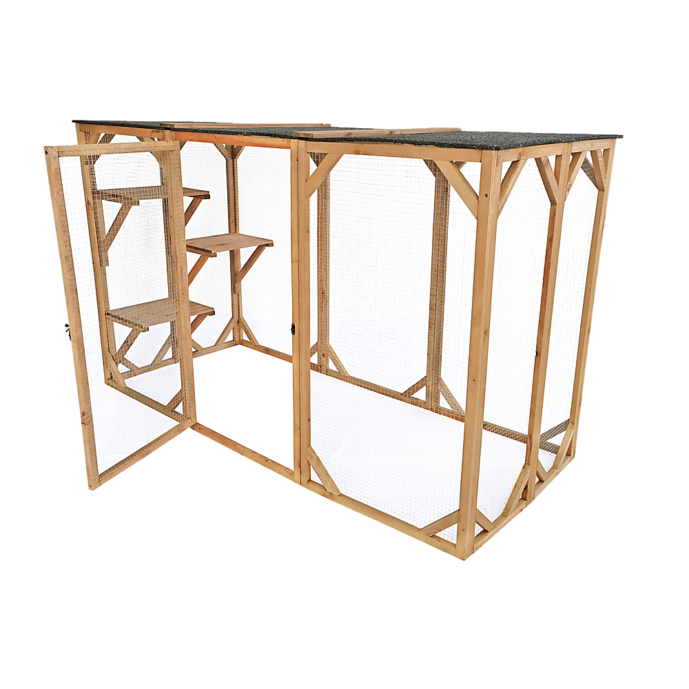 180cm Wooden Cat Enclosure Outdoor Playpen with 3 Platforms