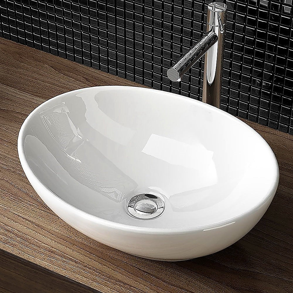 Ceramic Oval Above Counter Basin 41cm White Gloss