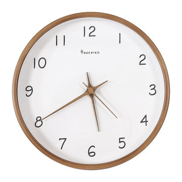 Wooden Modern Wall Clock 25cm Natural Solid Wood Minimalist