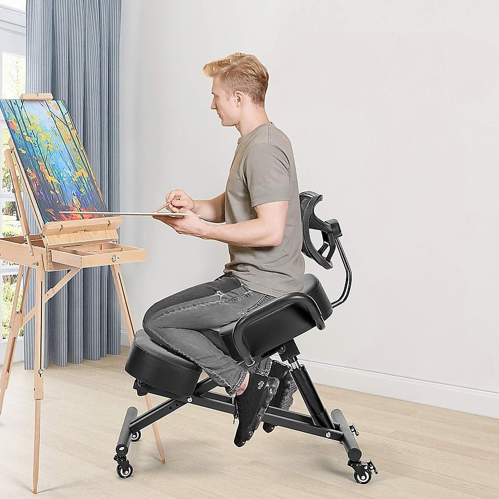 Ergonomic Kneeling Posture Chair with Memory Foam Black