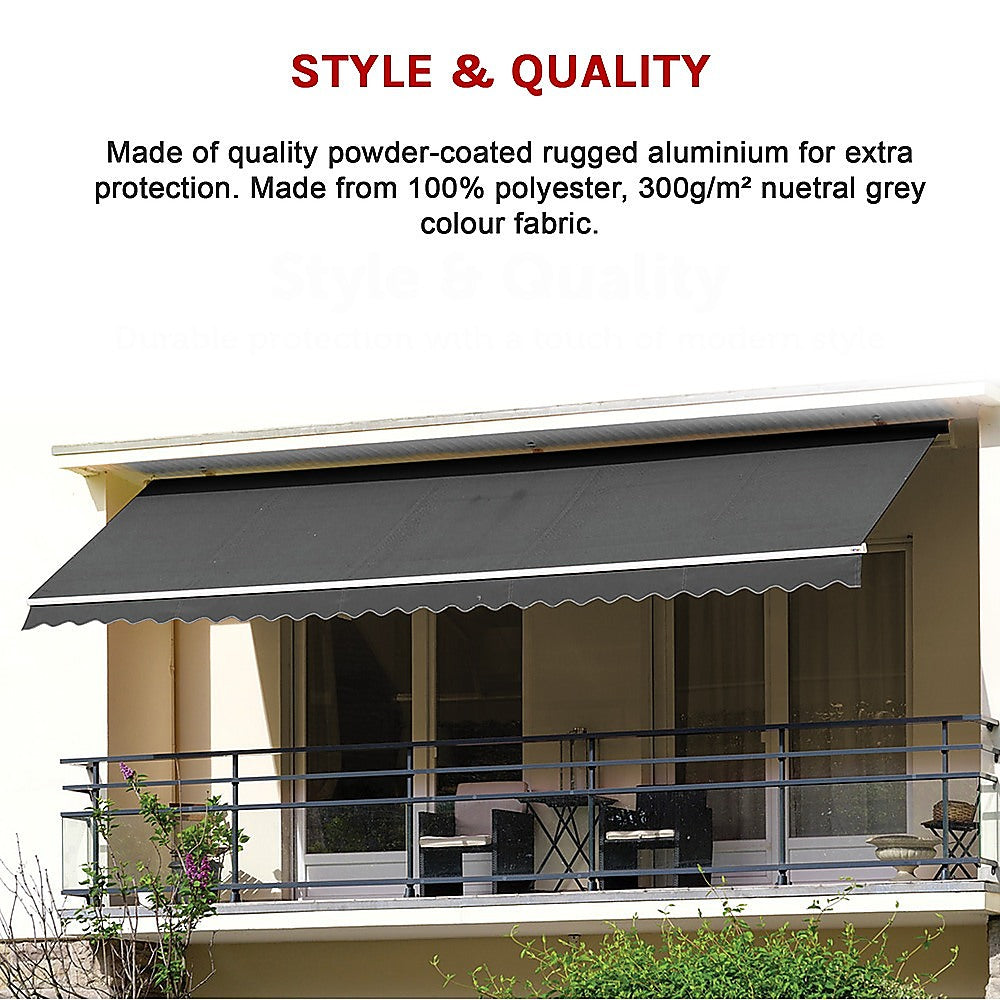 Bariloche Outdoor Folding Arm Awning Retractable Grey 4x3m