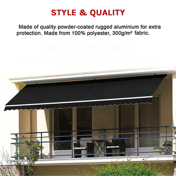 Bariloche Outdoor Folding Arm Awning Retractable Black 4x3m