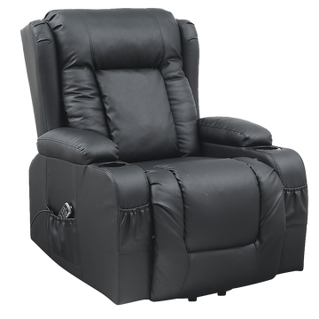 Palermo Motorised Lift Recliner Heated Massage Chair PU Leather Black