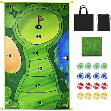 Indoor Golf Putting Practice Set 1.5m Mat 16 Balls Travel Kit Green