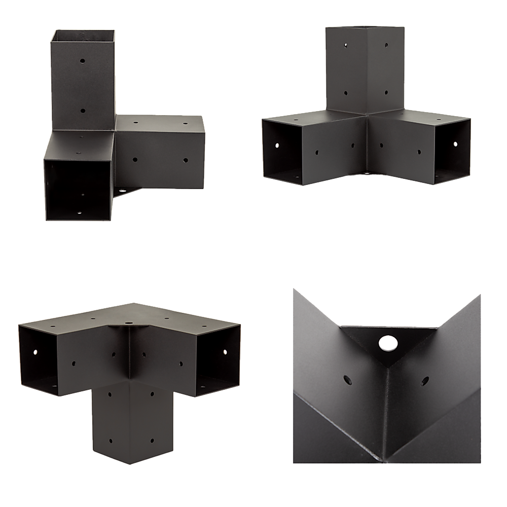 Pergola Brackets Matte Black Steel DIY Kit 8-Piece Single