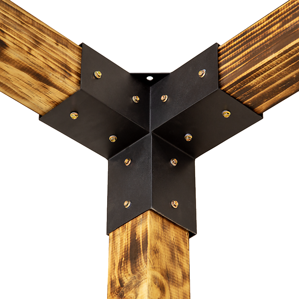 Pergola Brackets Matte Black Steel DIY Kit Single with Top Rafters