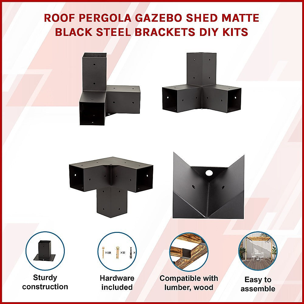 Steel Pergola Bracket Kit DIY Installation Black