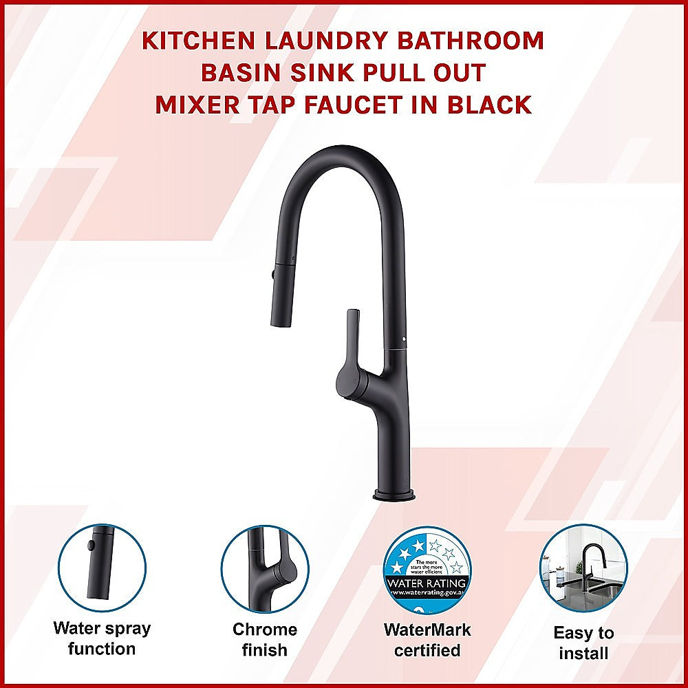 Della Francesca Pull-Out Basin Mixer Tap WELS 5 Star Black