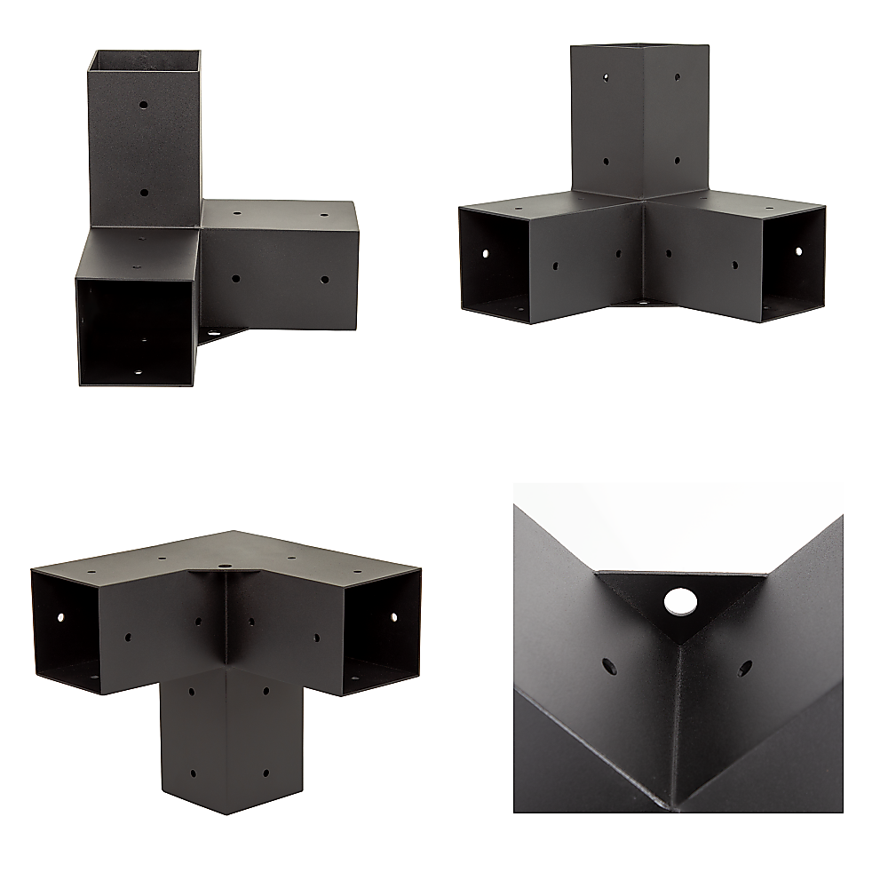 Steel Pergola Bracket Kit with Black Sunshade Screens 3x3m