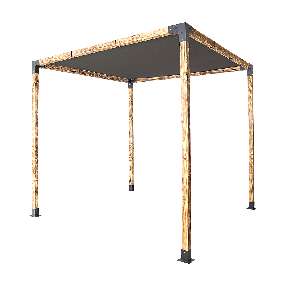 Steel Pergola Bracket Kit with Black Sunshade Screen 3x3m Black