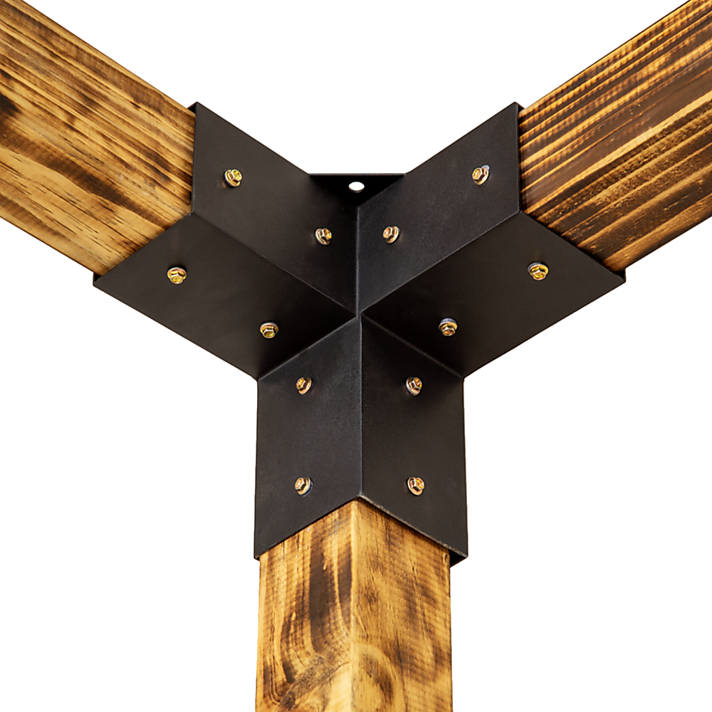 Steel Pergola Wall Mount Bracket Kit with Black Sunshade Screen 3x3m