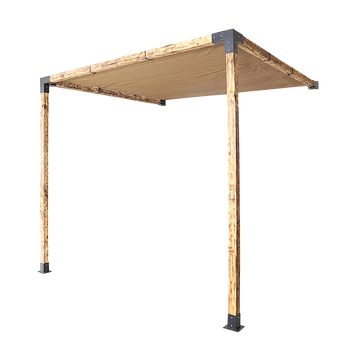 Steel Pergola Wall Mount Bracket Kit with Coffee Sunshade Screen 3x3m