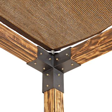 Steel Pergola Double Wall Mount Kit with Coffee Sunshade Screens 3x3m