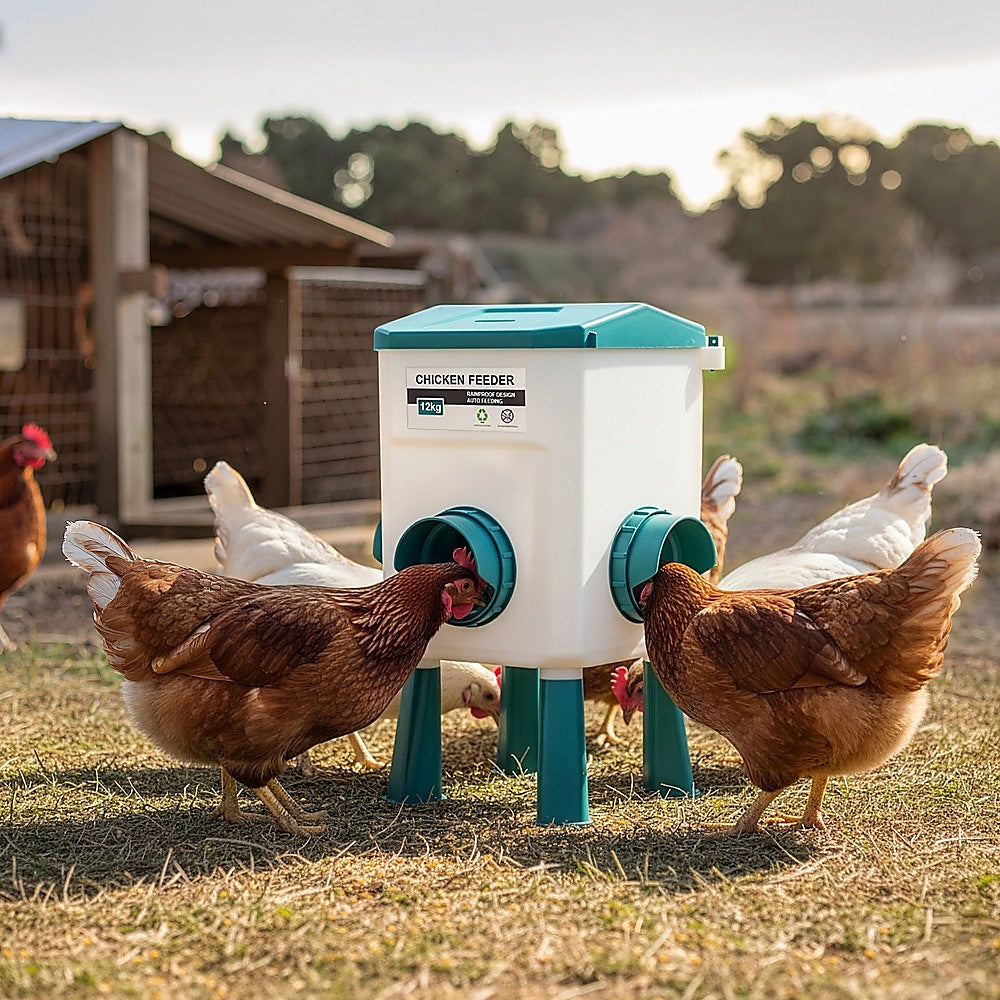 Automatic Chicken Feeder Treadle 12kg Feed 11L Water PP Plastic