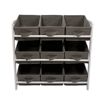 Kids 3 Tier Toy Storage Unit with Colourful Fabric Boxes