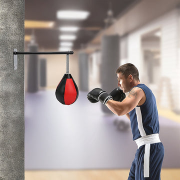 Wall Hanging Boxing Punching Bag PU Leather Spring Rebound Wall Mount Bracket
