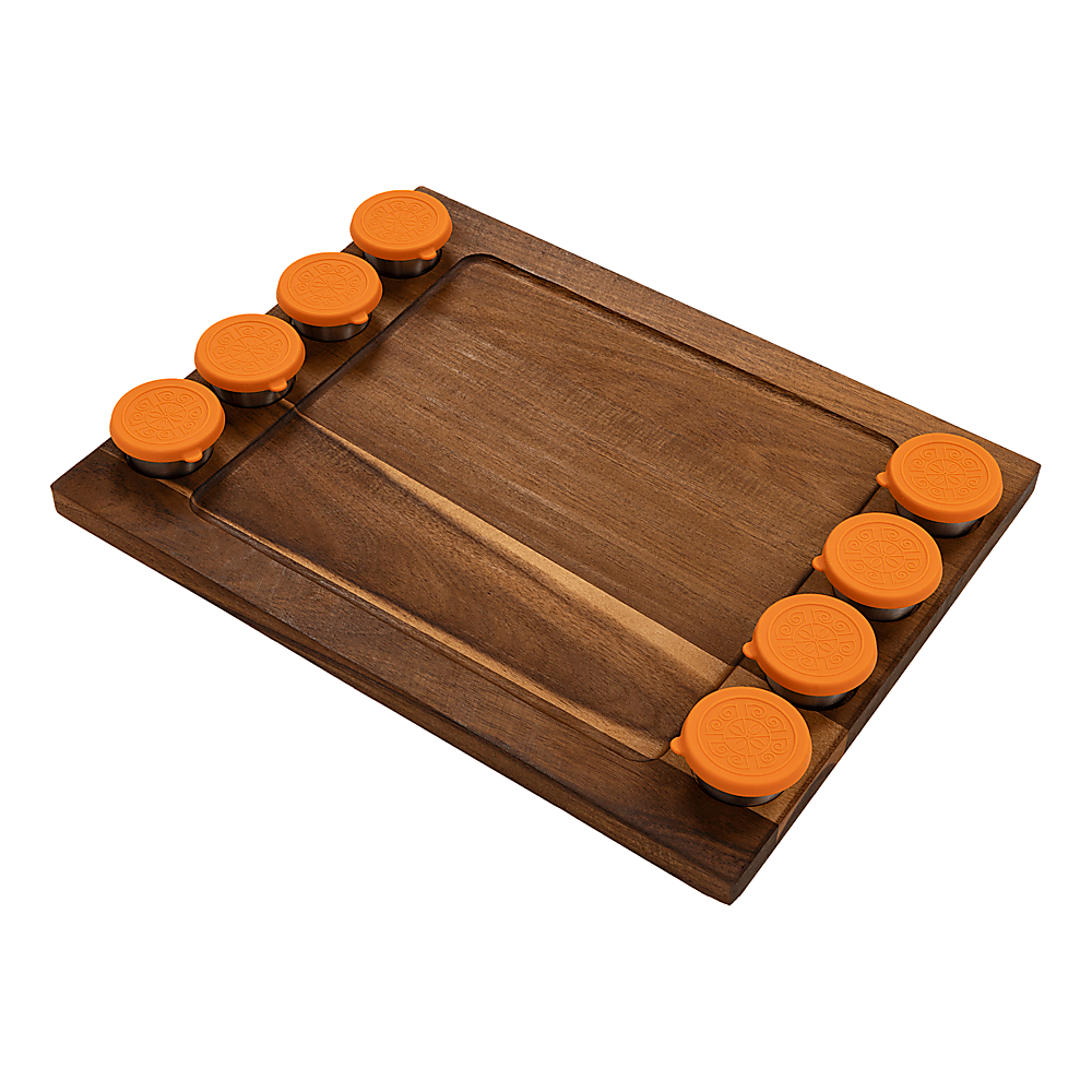 Randy Travis Machinery Charcuterie Board 8-Cup Set Acacia Wood