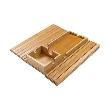 Randy Travis Machinery Bamboo Sofa Arm Tray with 360 Rotating Phone Holder
