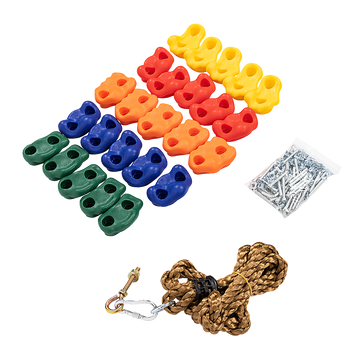 Kids Rock Climbing Wall Holds with Knotted Rope 25 Handles