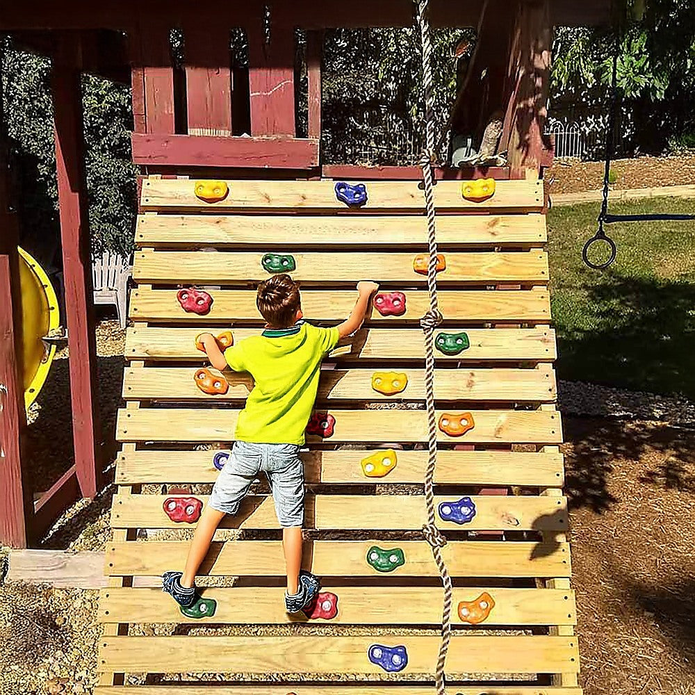 Kids Rock Climbing Wall Holds with Knotted Rope 25 Handles